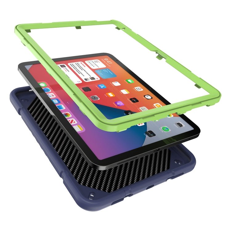 For iPad Air 11 2024 Armor Holder Silicone Hybrid PC Tablet Case(Navy Yellow Green)