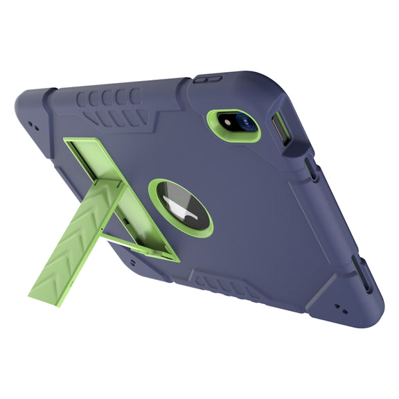 For iPad Air 11 2024 Armor Holder Silicone Hybrid PC Tablet Case(Navy Yellow Green)