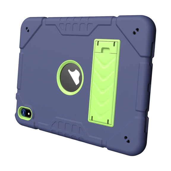 For iPad Air 11 2024 Armor Holder Silicone Hybrid PC Tablet Case(Navy Yellow Green)