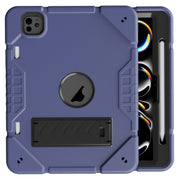 For iPad Pro 11 2024 Armor Holder Silicone Hybrid PC Tablet Case(Navy Blue Black)