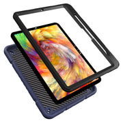 For iPad Pro 11 2024 Armor Holder Silicone Hybrid PC Tablet Case(Navy Blue Black)