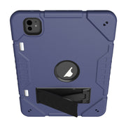 For iPad Pro 11 2024 Armor Holder Silicone Hybrid PC Tablet Case(Navy Blue Black)