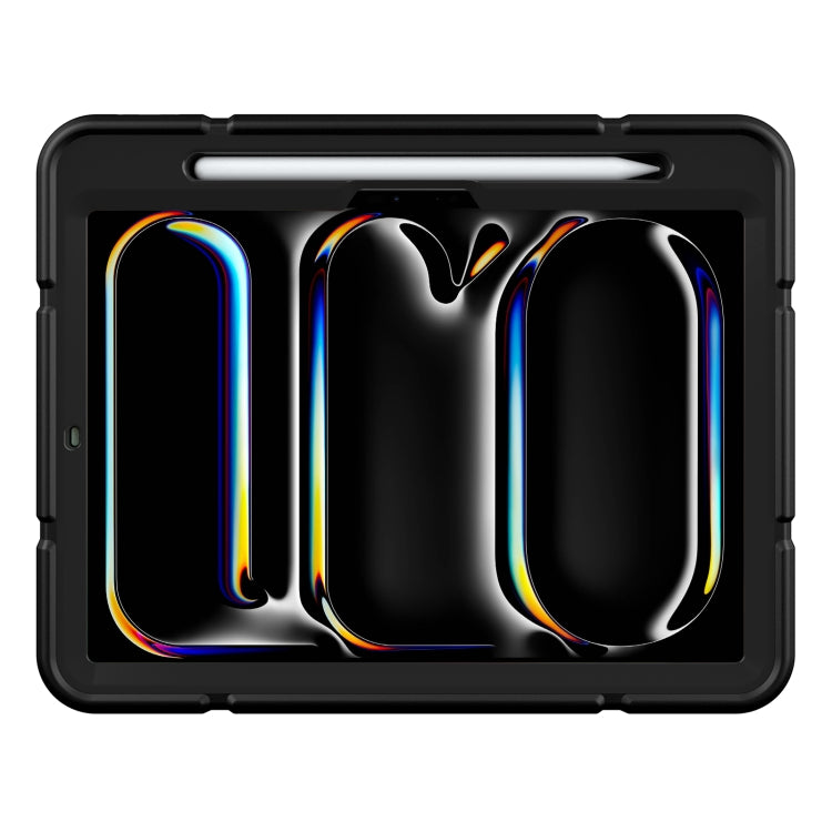 For iPad Pro 11 2024 Armor Holder Silicone Hybrid PC Tablet Case(Black)
