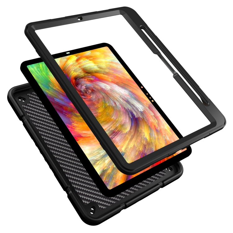 For iPad Pro 11 2024 Armor Holder Silicone Hybrid PC Tablet Case(Black)