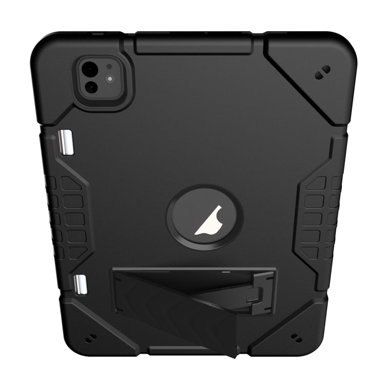 For iPad Pro 11 2024 Armor Holder Silicone Hybrid PC Tablet Case(Black)