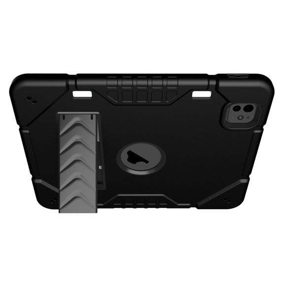 For iPad Pro 11 2024 Armor Holder Silicone Hybrid PC Tablet Case(Black)