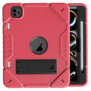For iPad Pro 11 2024 Armor Holder Silicone Hybrid PC Tablet Case(Red Black)