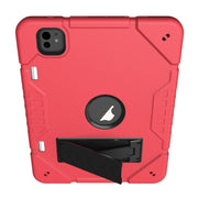 For iPad Pro 11 2024 Armor Holder Silicone Hybrid PC Tablet Case(Red Black)