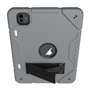 For iPad Pro 11 2024 Armor Holder Silicone Hybrid PC Tablet Case(Grey Black)