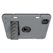For iPad Pro 11 2024 Armor Holder Silicone Hybrid PC Tablet Case(Grey Black)