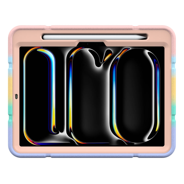 For iPad Pro 11 2024 Armor Holder Silicone Hybrid PC Tablet Case(Gradient Color Gold)