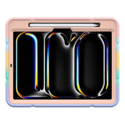 For iPad Pro 11 2024 Armor Holder Silicone Hybrid PC Tablet Case(Gradient Color Gold)