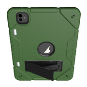 For iPad Pro 11 2024 Armor Holder Silicone Hybrid PC Tablet Case(Army Green Black)