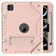 For iPad Pro 11 2024 Armor Holder Silicone Hybrid PC Tablet Case(Rose Gold)