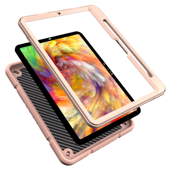 For iPad Pro 11 2024 Armor Holder Silicone Hybrid PC Tablet Case(Rose Gold)