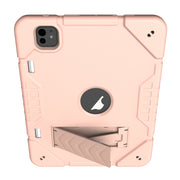 For iPad Pro 11 2024 Armor Holder Silicone Hybrid PC Tablet Case(Rose Gold)