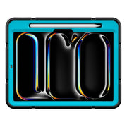 For iPad Pro 11 2024 Armor Holder Silicone Hybrid PC Tablet Case(Black Blue)