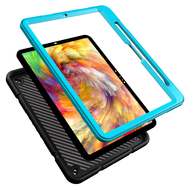 For iPad Pro 11 2024 Armor Holder Silicone Hybrid PC Tablet Case(Black Blue)