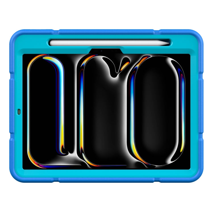 For iPad Pro 11 2024 Armor Holder Silicone Hybrid PC Tablet Case(Blue)