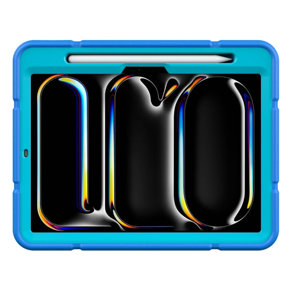 For iPad Pro 11 2024 Armor Holder Silicone Hybrid PC Tablet Case(Blue)