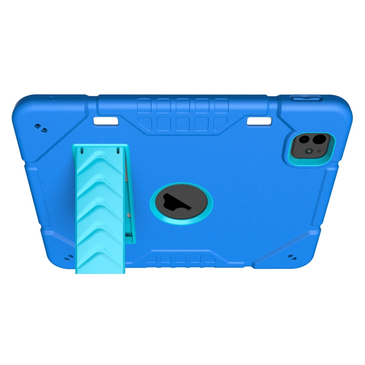 For iPad Pro 11 2024 Armor Holder Silicone Hybrid PC Tablet Case(Blue)