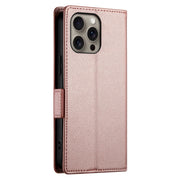 For iPhone 16 Pro Max Side Buckle Magnetic Frosted Leather Phone Case(Rose Gold)