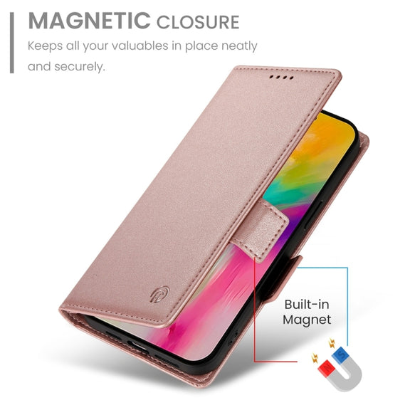 For iPhone 16 Pro Max Side Buckle Magnetic Frosted Leather Phone Case(Rose Gold)