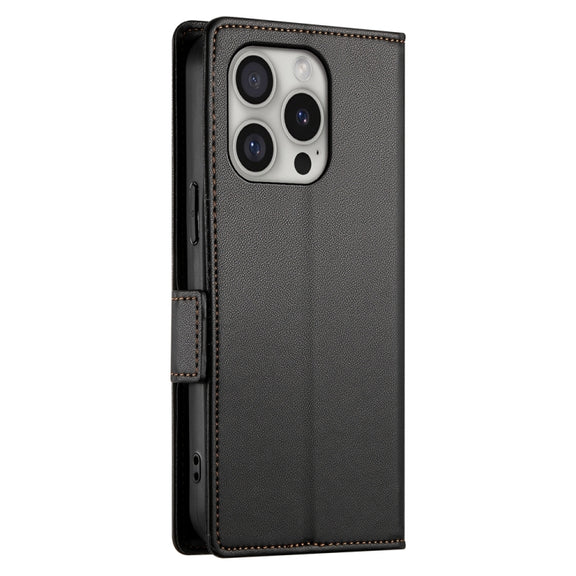 For iPhone 16 Pro Side Buckle Magnetic Frosted Leather Phone Case(Black)