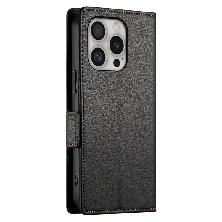 For iPhone 16 Pro Side Buckle Magnetic Frosted Leather Phone Case(Black)