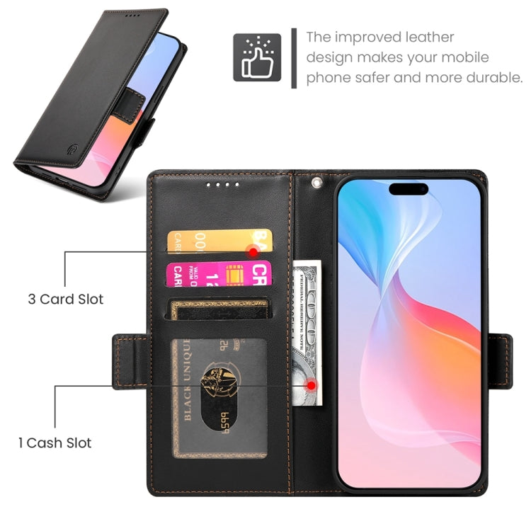 For iPhone 16 Pro Side Buckle Magnetic Frosted Leather Phone Case(Black)