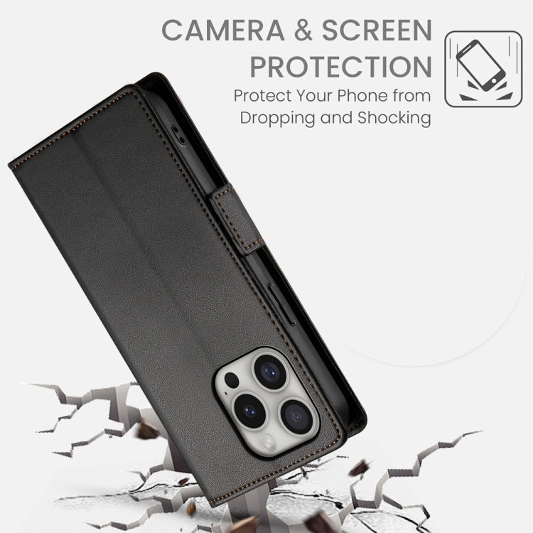 For iPhone 16 Pro Side Buckle Magnetic Frosted Leather Phone Case(Black)