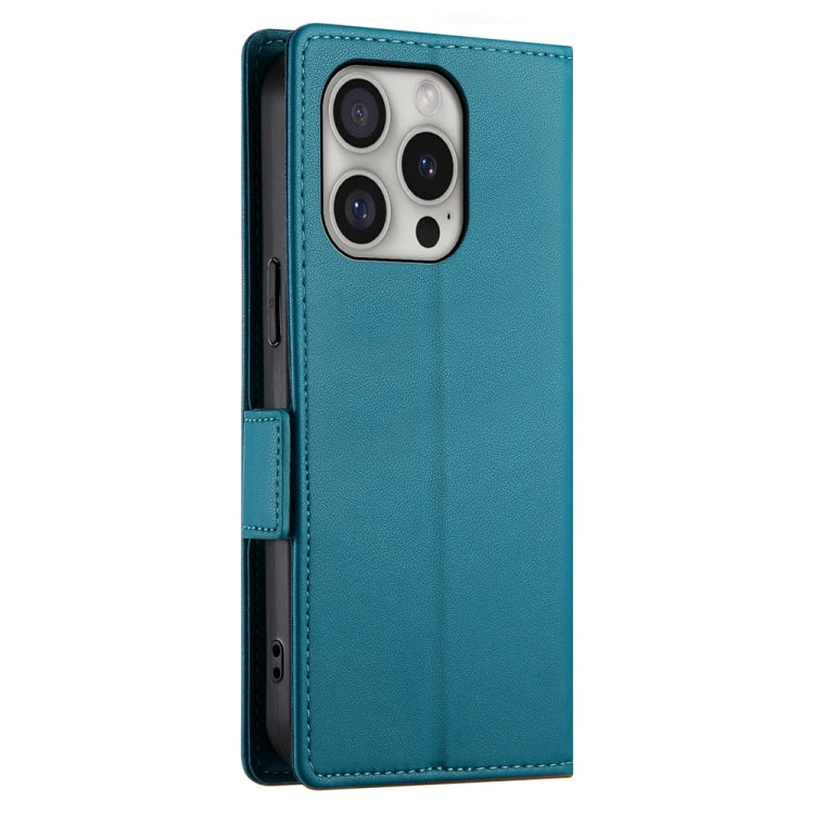 For iPhone 16 Pro Side Buckle Magnetic Frosted Leather Phone Case(Blue)