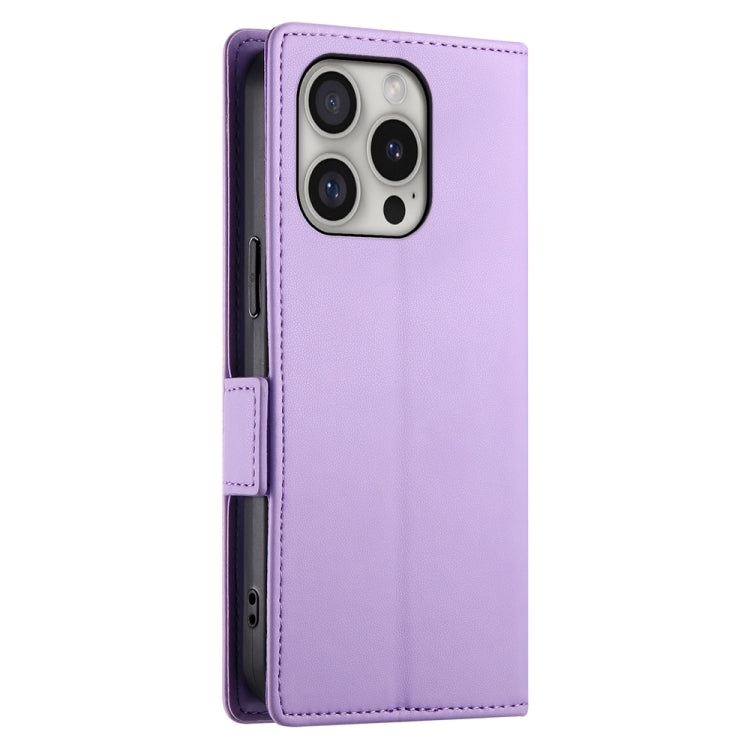 For iPhone 16 Pro Side Buckle Magnetic Frosted Leather Phone Case(Purple)