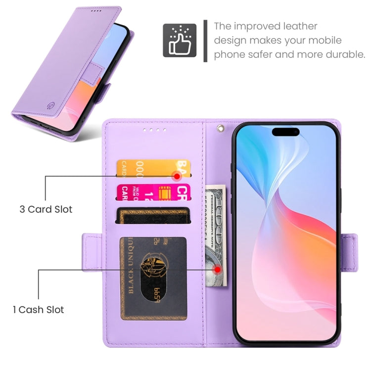 For iPhone 16 Pro Side Buckle Magnetic Frosted Leather Phone Case(Purple)
