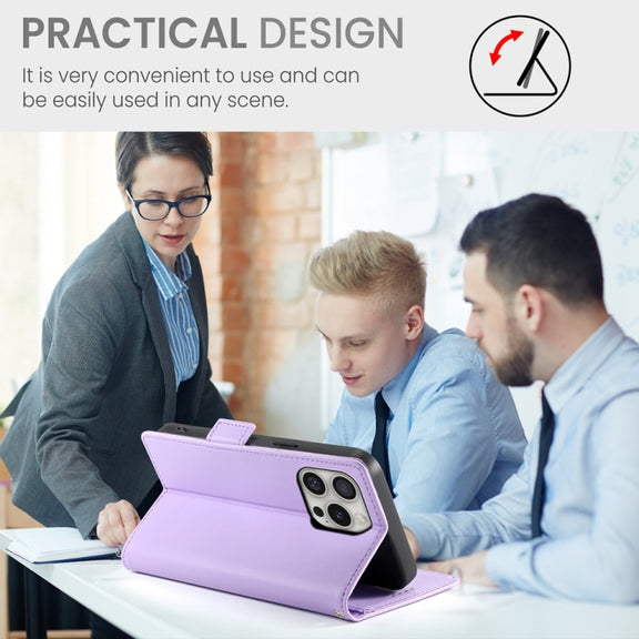 For iPhone 16 Pro Side Buckle Magnetic Frosted Leather Phone Case(Purple)