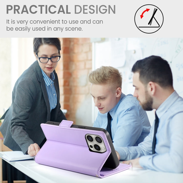 For iPhone 16 Pro Side Buckle Magnetic Frosted Leather Phone Case(Purple)