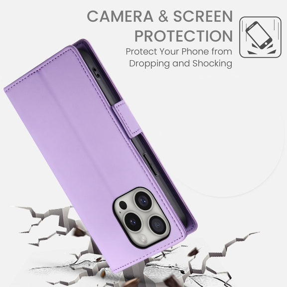 For iPhone 16 Pro Side Buckle Magnetic Frosted Leather Phone Case(Purple)