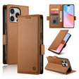 For iPhone 16 Pro Side Buckle Magnetic Frosted Leather Phone Case(Brown) - iPhone 16 Pro Cases by PMC TechLife | Online Shopping South Africa | PMC TechLife | Buy Now Pay Later Mobicred