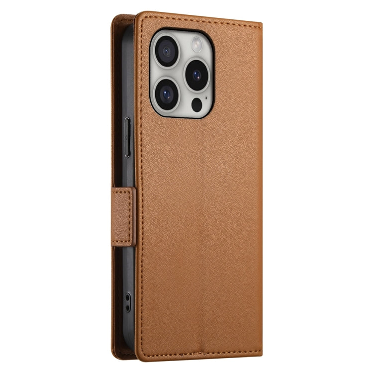 For iPhone 16 Pro Side Buckle Magnetic Frosted Leather Phone Case(Brown)