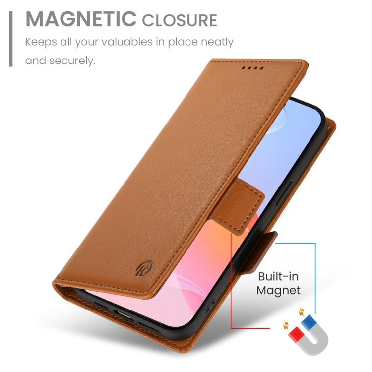 For iPhone 16 Pro Side Buckle Magnetic Frosted Leather Phone Case(Brown)