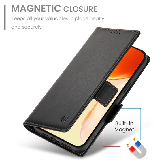 For iPhone 16 Plus Side Buckle Magnetic Frosted Leather Phone Case(Black)