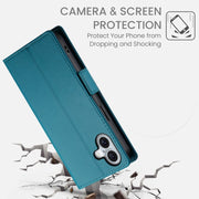 For iPhone 16 Plus Side Buckle Magnetic Frosted Leather Phone Case(Blue)