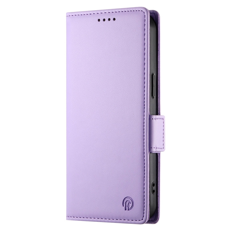 For iPhone 16 Plus Side Buckle Magnetic Frosted Leather Phone Case(Purple)