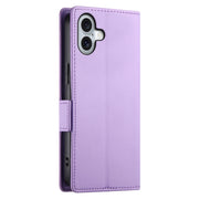 For iPhone 16 Plus Side Buckle Magnetic Frosted Leather Phone Case(Purple)