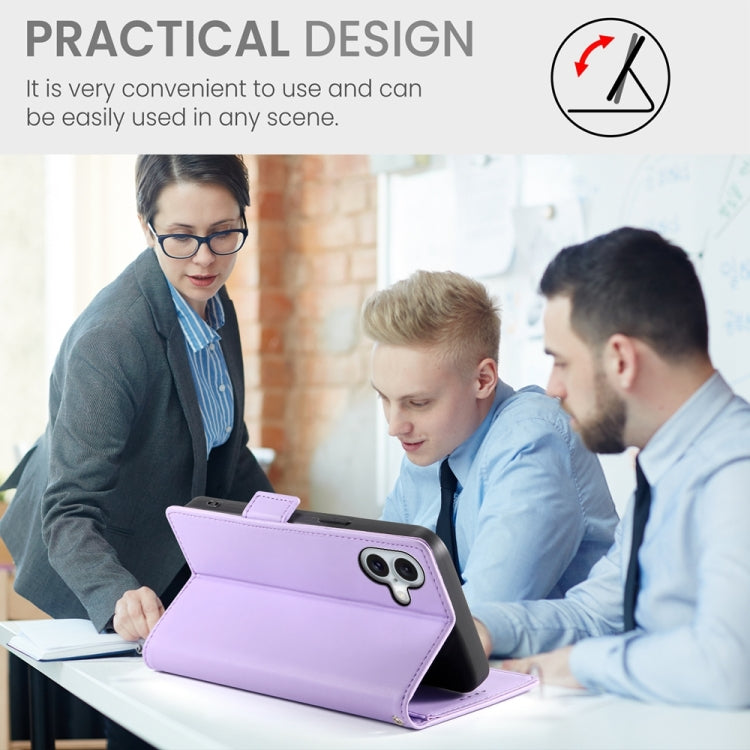 For iPhone 16 Plus Side Buckle Magnetic Frosted Leather Phone Case(Purple)
