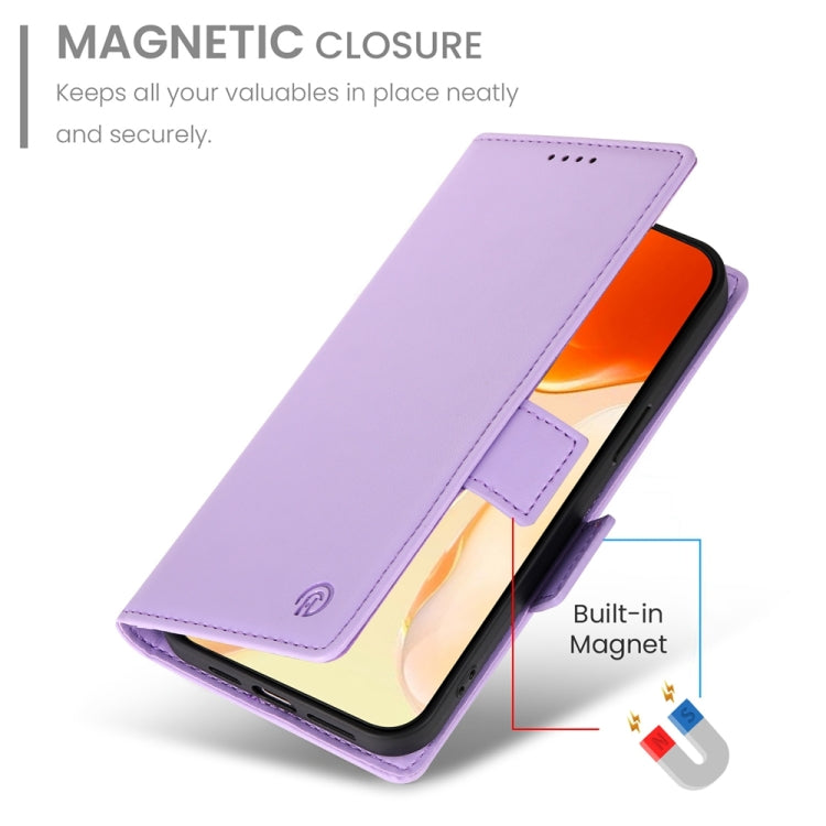 For iPhone 16 Plus Side Buckle Magnetic Frosted Leather Phone Case(Purple)