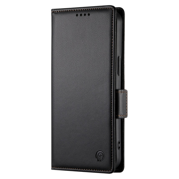 For iPhone 16 Side Buckle Magnetic Frosted Leather Phone Case(Black)