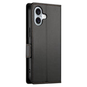 For iPhone 16 Side Buckle Magnetic Frosted Leather Phone Case(Black)