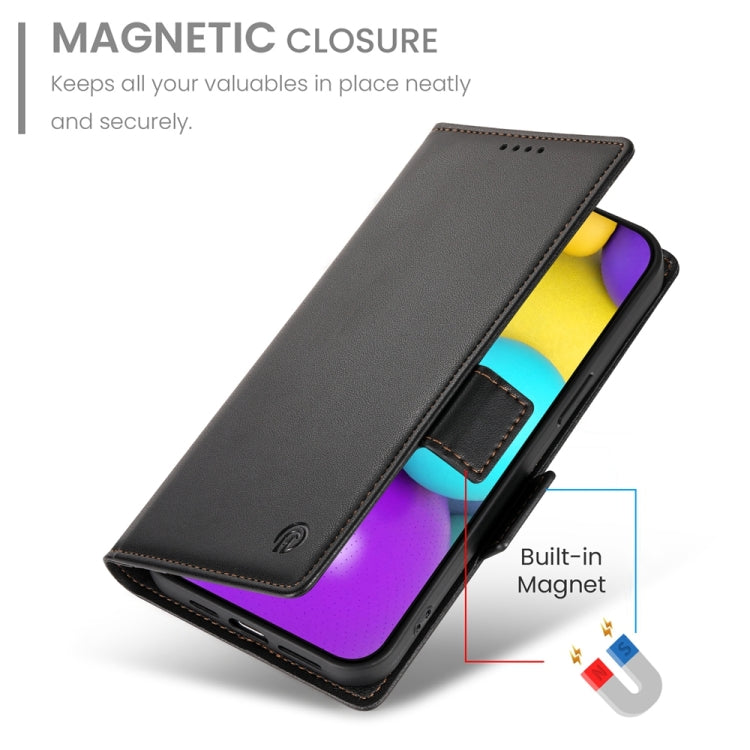 For iPhone 16 Side Buckle Magnetic Frosted Leather Phone Case(Black)