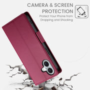 For iPhone 16 Side Buckle Magnetic Frosted Leather Phone Case(Wine Red)